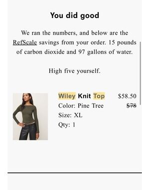 Reformation Wiley Long Sleeve Top — Pine Tree Green